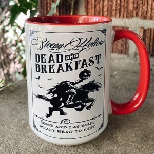 Sleepy Hollow Dead and Breakfast Coffee Mug, Spooky Coffee Cup Halloween Coffee Mugs, Retro Halloween Coffee Mug, 15oz Novelty Ceramic Coffee Mug, Halloween Coffee Cups Ceramic, Fall Coffee Mug