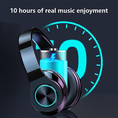 Viadha True Wireless Bluetooth Headphones, Over-Ear HiFi Stereo Noise Cancelling Headphones with Microphone, Foldable Lightweight Headset with Deep Bass for Home Travel Work Cellphone