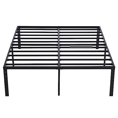 Volowoo Metal Bed Frame,Simple Metal Platform Bed Frame, Storage Space Under The Bed Heavy Duty Frame Bed, Durable Bed Frame, Suitable for Bedroom (Bed Height 14", Cal-King)