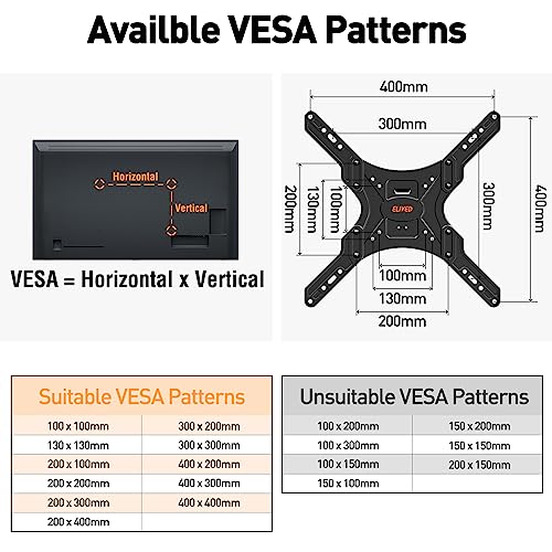 ELIVED Ceiling TV Mount YD3015 Fits Most 26-65 Inch TVs, Height Adjustable Max VESA 400x400mm, Soundbar Mount YD5012 Swivel Soundbar Mounting Bracket Under TV