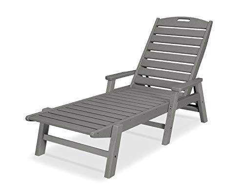 POLYWOOD NCC2280GY Nautical Arms Chaise, Slate Grey & AD4030GY Classic Outdoor Adirondack Chair, Slate Grey