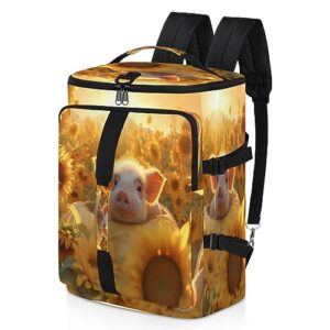 animal cute pig in sunflowers（04） gym duffle bag for traveling sports tote gym bag with shoes compartment water-resistant workout bag weekender bag backpack for men women