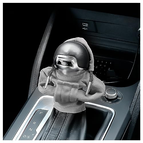 OFBAND Car Gear Shift Cover,Cute Gear Shift Knob Hoodie for Car Decorations & Protections,All Seasons Universal Car Accessories Interior Shifter Cover Fits Car Truck SUV (Grey)