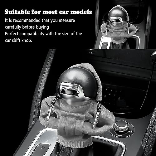 OFBAND Car Gear Shift Cover,Cute Gear Shift Knob Hoodie for Car Decorations & Protections,All Seasons Universal Car Accessories Interior Shifter Cover Fits Car Truck SUV (Grey)