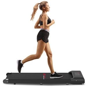 homefitnesscode under desk treadmill walking pad, 2 in 1 ultra slim portable treadmill for home, installation-free with 0.6-6.2mph, remote control and led display office exercise (black)