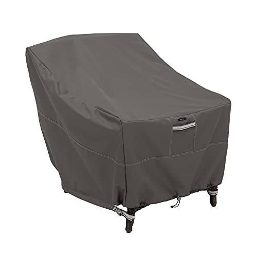 Classic Accessories Ravenna Water-Resistant 58 Inch BBQ Grill Cover, Dark Taupe & Ravenna Water-Resistant 31.5 Inch Patio Adirondack Chair Cover, Patio Furniture Covers, Taupe