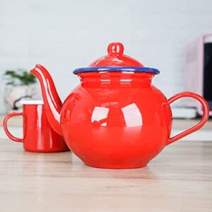 SAAKO Practical Teakettle Tea Kettles Ceramic Kettle Red Coffee Kettle Heat Resistant Handle Tea Pots for Gas and Induction Cooktops Teapot 1.2l Portable