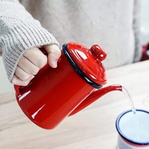 SAAKO Practical Teakettle Tea Kettles Ceramic Kettle Red Coffee Kettle Heat Resistant Handle Tea Pots for Gas and Induction Cooktops Teapot 1.2l Portable