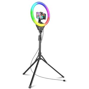 sensyne 12" ring light with 62" extendable tripod stand, led circle light with rgb modes for selfies/live stream/video recording/tiktok/photography