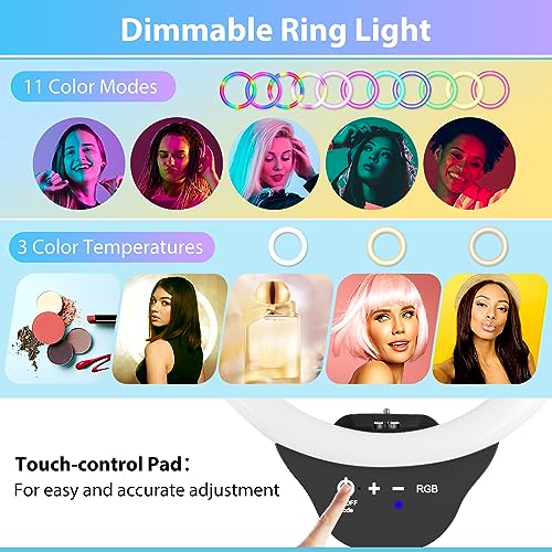 Sensyne 12" Ring Light with 62" Extendable Tripod Stand, LED Circle Light with RGB Modes for Selfies/Live Stream/Video Recording/TikTok/Photography