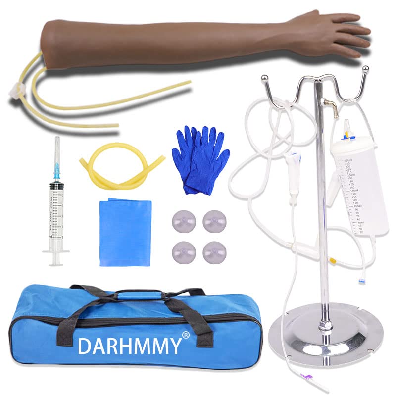 DARHMMY IV Venipuncture Intravenous Training Model, High Simulation IV Phlebotomy Practice Arm Kit with Carrying Bag, Practice and Perfect IV Skills, for Students Nurses and Professionals