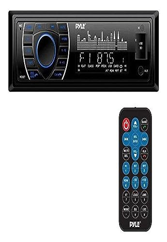Pyle Marine Speakers - 5.25" Inch Low Profile Slim Style Waterproof Wakeboard Tower and Weather Resistant & Bluetooth Marine Receiver Stereo - 12v Single DIN Style Boat in Dash Radio Receiver