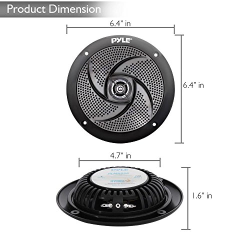 Pyle Marine Speakers - 5.25" Inch Low Profile Slim Style Waterproof Wakeboard Tower and Weather Resistant & Bluetooth Marine Receiver Stereo - 12v Single DIN Style Boat in Dash Radio Receiver