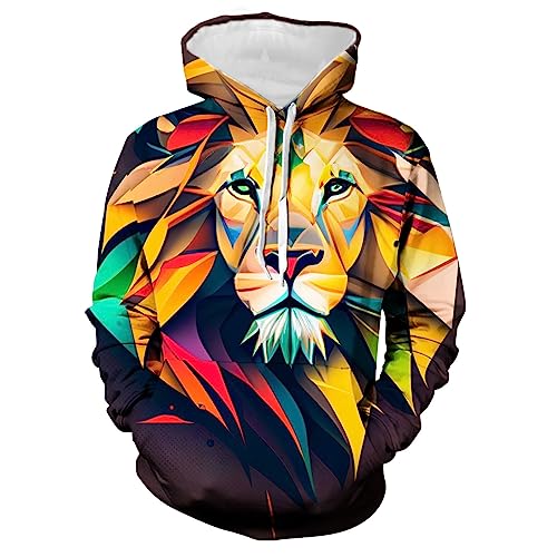 Comigeewa Sudaderas con capucha de manga larga con estampado de leopardo en 3D para hombre,capucha para Halloween con bolsillo,3-Multicolor,X-Large