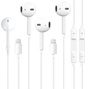 2 pack apple earbuds for iphone - wired headphones earphones with apple mfi certification, built-in volume control & microphone headsets compatible with iphone 14/13/12/11/xr/xs/x and all ios systems