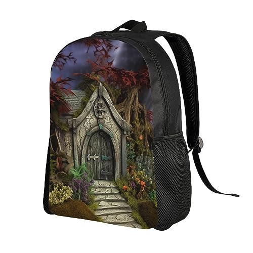 OPSREY Gothic Fairy Garden Print Laptop Backpack Bag Lightweight Large Capacity Casual Travel Daypack For Men Women