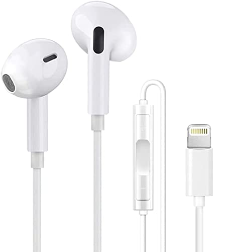 Apple Earbuds Headphones - in-Ear Noise Cancelling Wired Earbuds with Lightning Connector - [Apple MFi Certified] - Compatible with iPhone 14/13/12/11/XR/XS/8/7 - Built-in Microphone & Volume Control