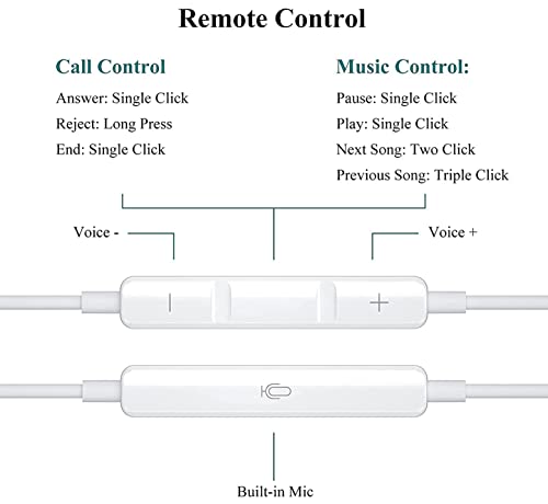 Apple Earbuds Headphones - in-Ear Noise Cancelling Wired Earbuds with Lightning Connector - [Apple MFi Certified] - Compatible with iPhone 14/13/12/11/XR/XS/8/7 - Built-in Microphone & Volume Control