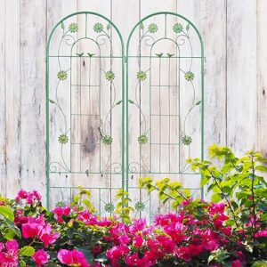 2 Pack Metal Garden Trellis 86.7" H Garden Fence Rustproof Trellis for Climbing Plants Support Roses Flower Outdoor Lawn Green