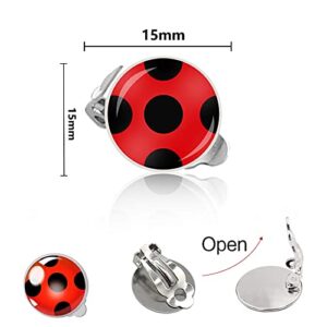 Magical Lady Earrings For Girls Ear Clip No Pierced Black Spot Red Cat Jewellery noir ring or hair clips (2 PACK)