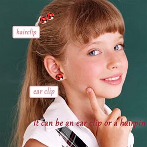 Magical Lady Earrings For Girls Ear Clip No Pierced Black Spot Red Cat Jewellery noir ring or hair clips (2 PACK)