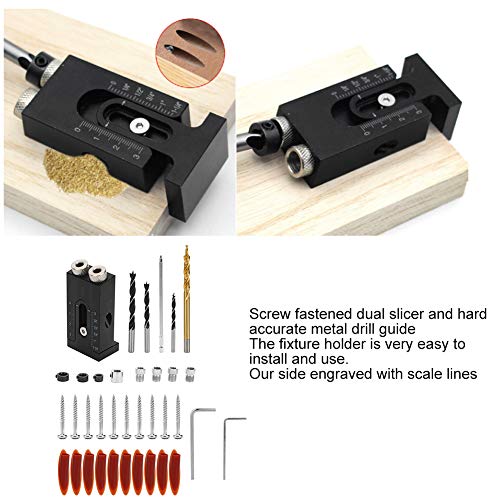 36pcs Pocket Hole Jig Kit, Aluminum Alloy Oblique Drilling Locator, Double Woodwork Guides Joint Angle Tool for Carpenters Angle Drilling Holes