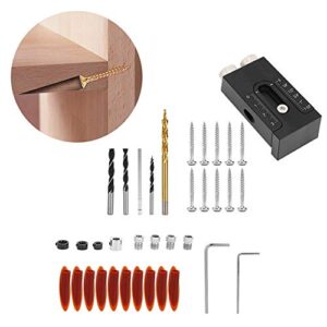 36pcs Pocket Hole Jig Kit, Aluminum Alloy Oblique Drilling Locator, Double Woodwork Guides Joint Angle Tool for Carpenters Angle Drilling Holes