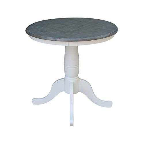 Pemberly Row Modern 30" Round Solid Wood Gray Table-Dining Height