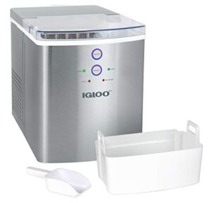 igloo electric countertop ice maker machine - automatic and portable - 33 pounds in 24 hours - ice cube maker - ice scoop and basket - ideal for iced coffee and cocktails - stainless steel