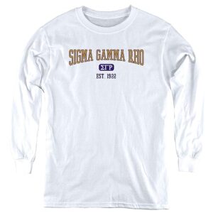 sigma gamma rho sorority official est. date youth long sleeve t shirt,white, small