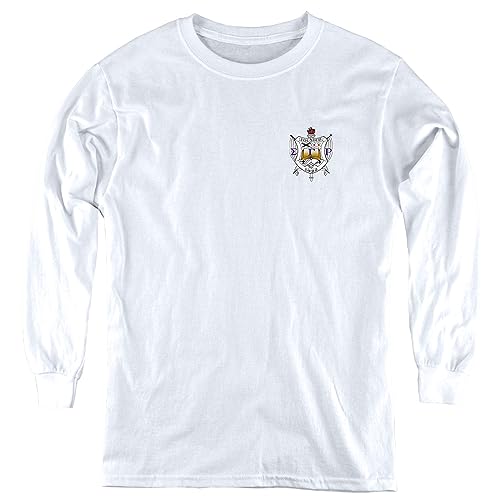 Sigma Gamma Rho Sorority Official Plaid Badge Youth Long Sleeve T Shirt,White, Large