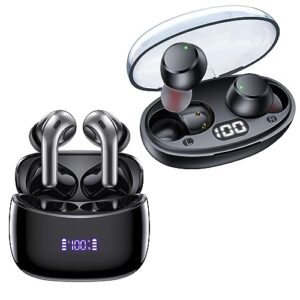 zingbird x15 and t62 wireless earbuds ear buds bluetooth headphones with led power display charging case earphones in-ear earbud with microphone for android cell phone gaming pc
