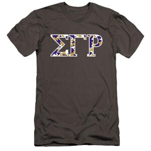 sigma gamma rho sorority official camo unisex adult canvas brand t shirt,charcoal, small