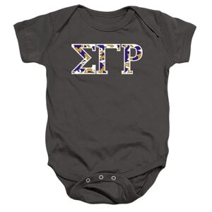 logovision sigma gamma rho sorority official camo unisex infant snap suit for baby,charcoal, 24 months