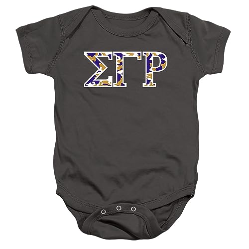 Logovision Sigma Gamma Rho Sorority Official Camo Unisex Infant Snap Suit for Baby,Charcoal, 24 Months