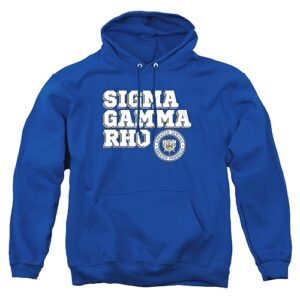 logovision sigma gamma rho sorority official block text unisex adult pull-over hoodie,royal blue, large