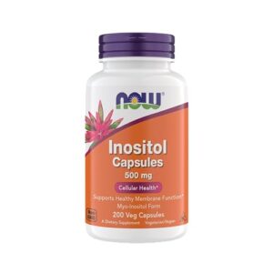 Now Foods Inositol 500 mg, Superior Myo Inositol Form, for Healthy Membrane Function*, Cellular Health*, Support for Women* Kosher, Suitable for Vegans - 200 Vegetarian Capsules (Pack of 1)