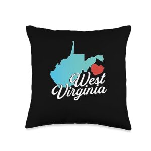 west virginia map american usa state gift american usa state | west virginia map throw pillow, 16x16, multicolor