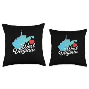 West Virginia Map American USA State Gift American USA State | West Virginia Map Throw Pillow, 16x16, Multicolor