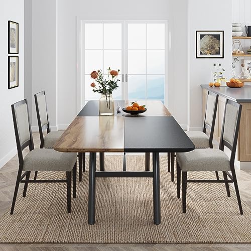 Tribesigns 70.86 inch Dining Table for 6 to 8 People, Industrial Rectangular Kitchen Table with Strong Metal Legs, Large Long Wood Dining Room Table for Living Room, Brown and Black