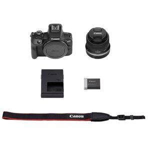 Canon EOS R100 Mirrorless Camera with 18-45mm Lens + 64GB Memory Card, Case, Hood, Grip-Pod, Filter Professional Photo Bundle (Renewed)