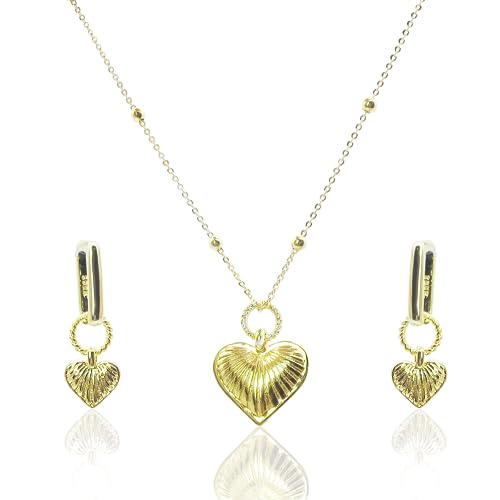 CoserDepot Ridge Heart Necklace Movie Inspired Gold Heart Charm Necklace with Bobble Chain and Earring Set