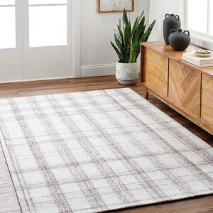 surya becki owens x sammy handwoven plaid area rug, 5' x 7'6", silver