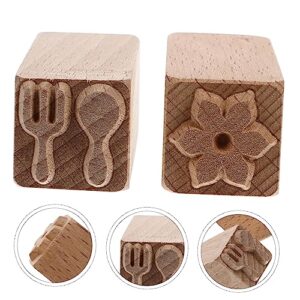 SEWACC 2pcs Seal Scrapbooking Stamps Scrapbook Tools Chocolate Molds Christmas Wooden Rubber Stamp DIY Dessert Maker Cake Stamp Traditional Chinese Stamp Cake Stampers Dessert Stamper Die