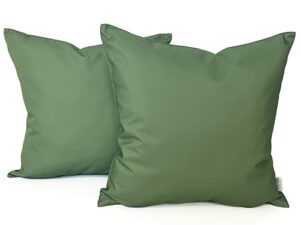 ensperta pack of 2 outdoor 18x18 waterproof green throw pillow covers decorative square patio pillows for patio furniture (loden frost)