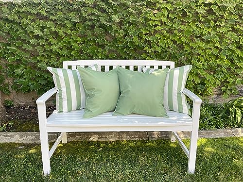 Ensperta Pack of 2 Outdoor 18x18 Waterproof Green Throw Pillow Covers Decorative Square Patio Pillows for Patio Furniture (Loden Frost)