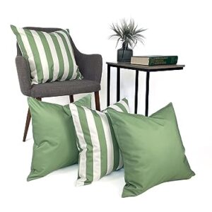 Ensperta Pack of 2 Outdoor 18x18 Waterproof Green Throw Pillow Covers Decorative Square Patio Pillows for Patio Furniture (Loden Frost)