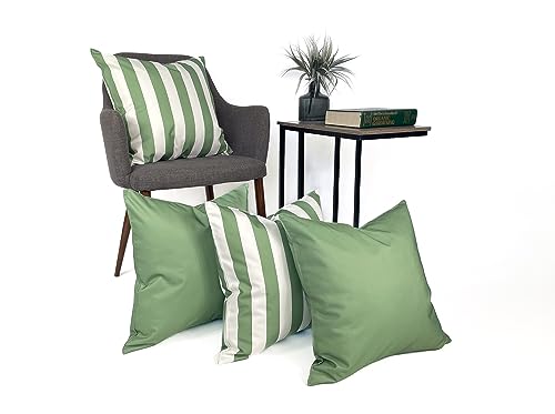 Ensperta Pack of 2 Outdoor 18x18 Waterproof Green Throw Pillow Covers Decorative Square Patio Pillows for Patio Furniture (Loden Frost)