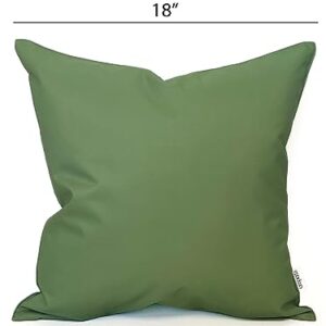 Ensperta Pack of 2 Outdoor 18x18 Waterproof Green Throw Pillow Covers Decorative Square Patio Pillows for Patio Furniture (Loden Frost)