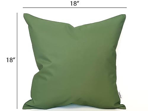 Ensperta Pack of 2 Outdoor 18x18 Waterproof Green Throw Pillow Covers Decorative Square Patio Pillows for Patio Furniture (Loden Frost)